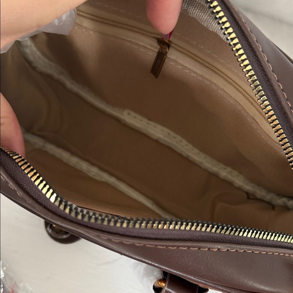 Brown Crossbody Bag with Gold Accents - Picture 3 of 3